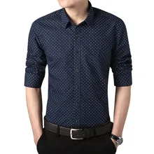Новинка, хлопок, весенние рубашки для мужчин, приталенная Мужская рубашка с принтом, Повседневная рубашка с длинными рукавами, большие размеры
