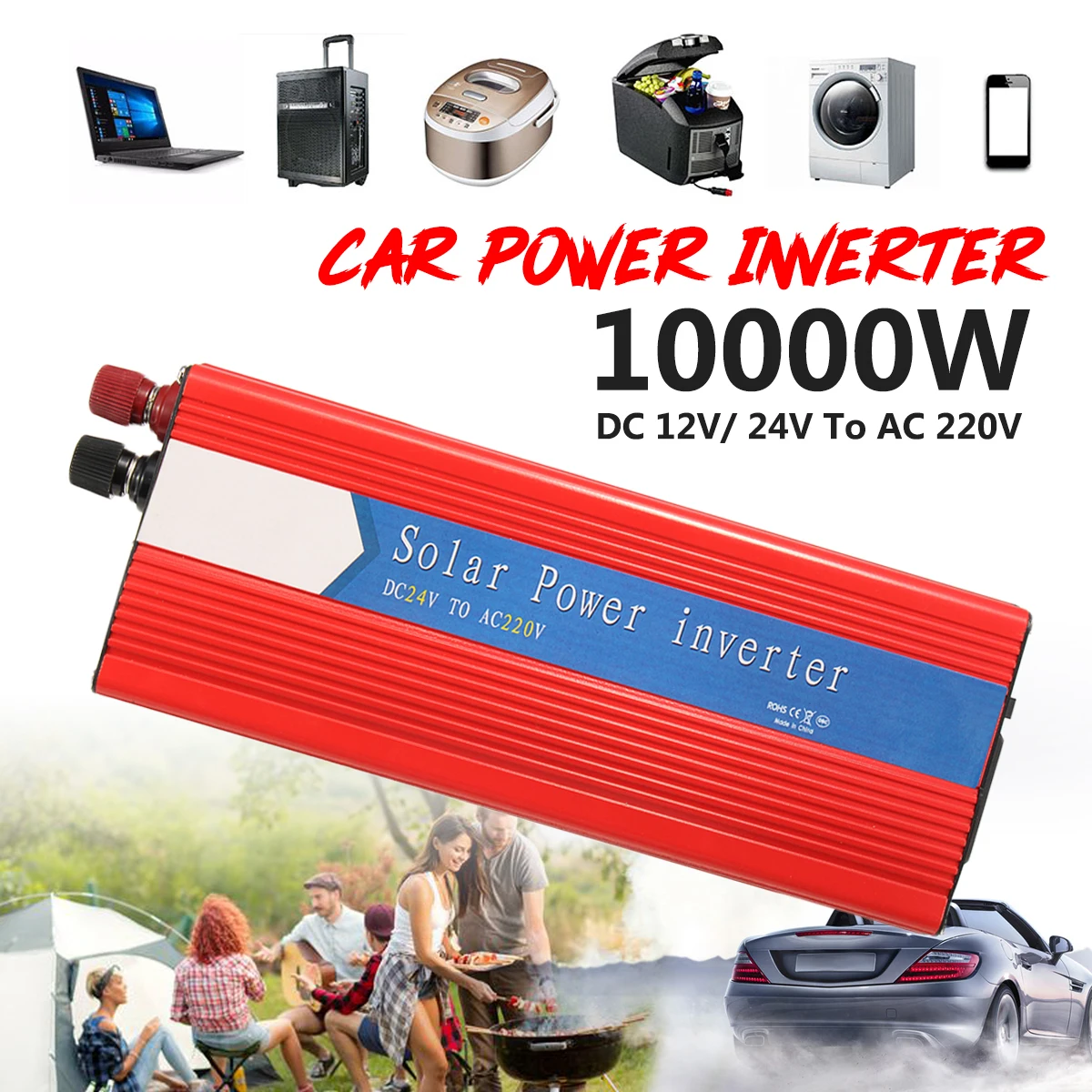 

12/24V To AC 220/110V Car Power Inverter Converter PEAK 10000W USB Modified Sine Wave Voltage Transformer Universal Intelligent