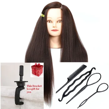 

CAMMITEVER Dark Hair Mannequin Heads Training Tools Wig Styling Mannequin Head Hairstyling With Holder