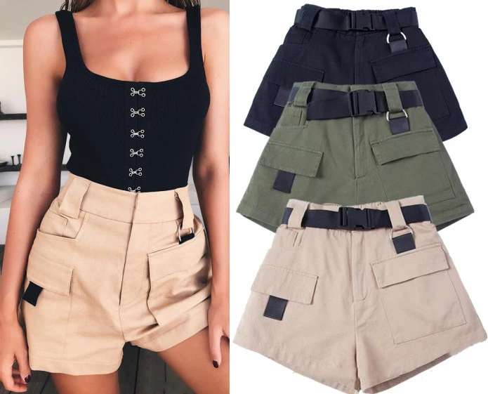 black cargo shorts womens