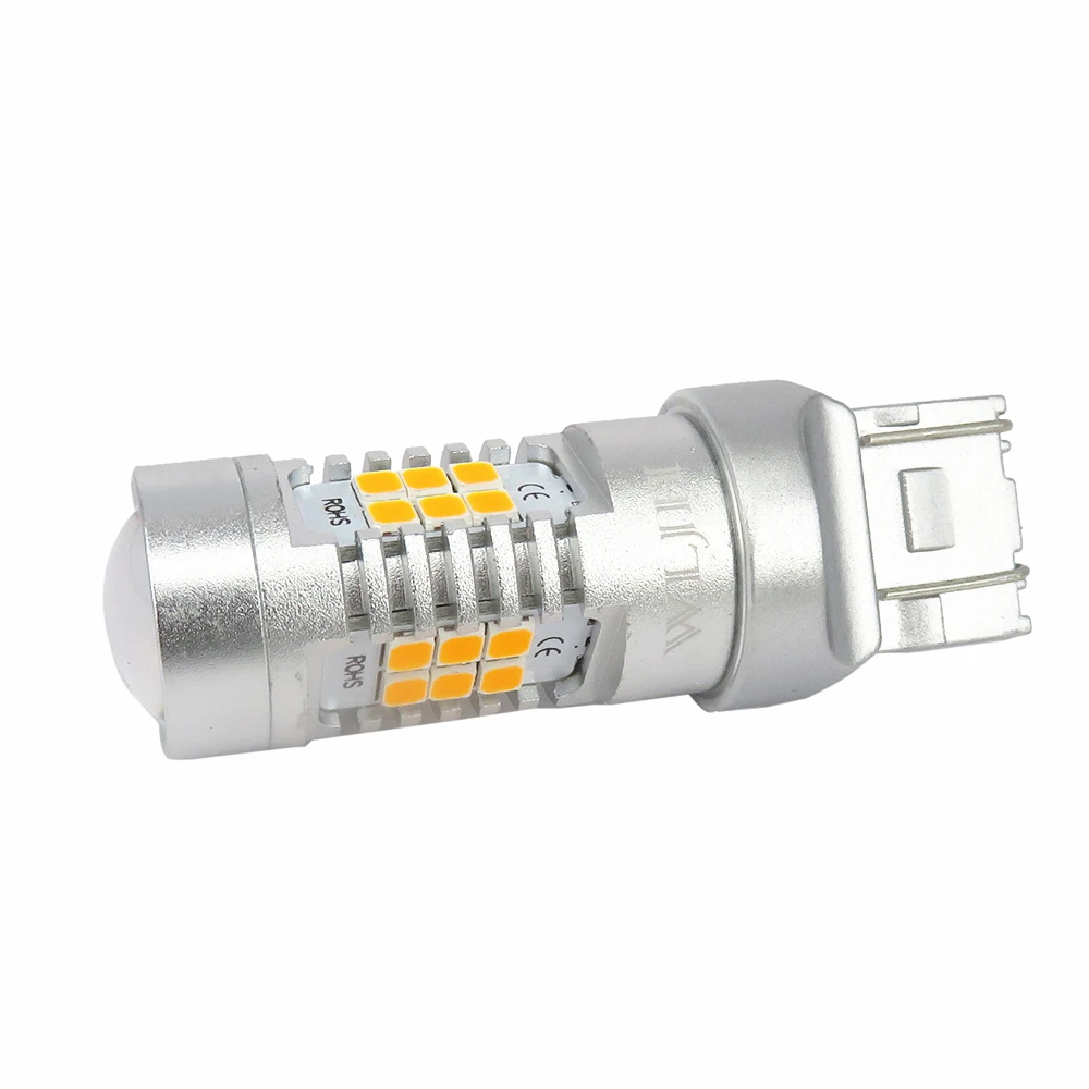 WLJH 2x T20 7443 7440 светодиодный фонарь 21 Вт 800LM 2835 SMD линзы для автомобиля DRL дневные ходовые огни стояночный задний тормозной светильник сигнальная лампа поворота