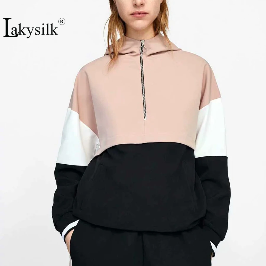 

Women Hoodies Sweatshirts Ladies Causal Patwork Hooded Sweatshirt Long Sleeve Pullover Tops Sudadera Mujer Pullover 2019 Autumn