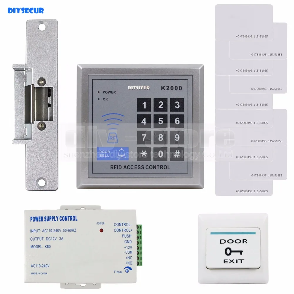 Система контроля доступа DIYSECUR RFID 125 кГц + электрический замок двери источник