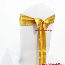 100 шт 9 см X 220 см золотой атласный стул для свадебного банкета пояса банты для вечерние банкета Украшение для стула/атласный стул лук
