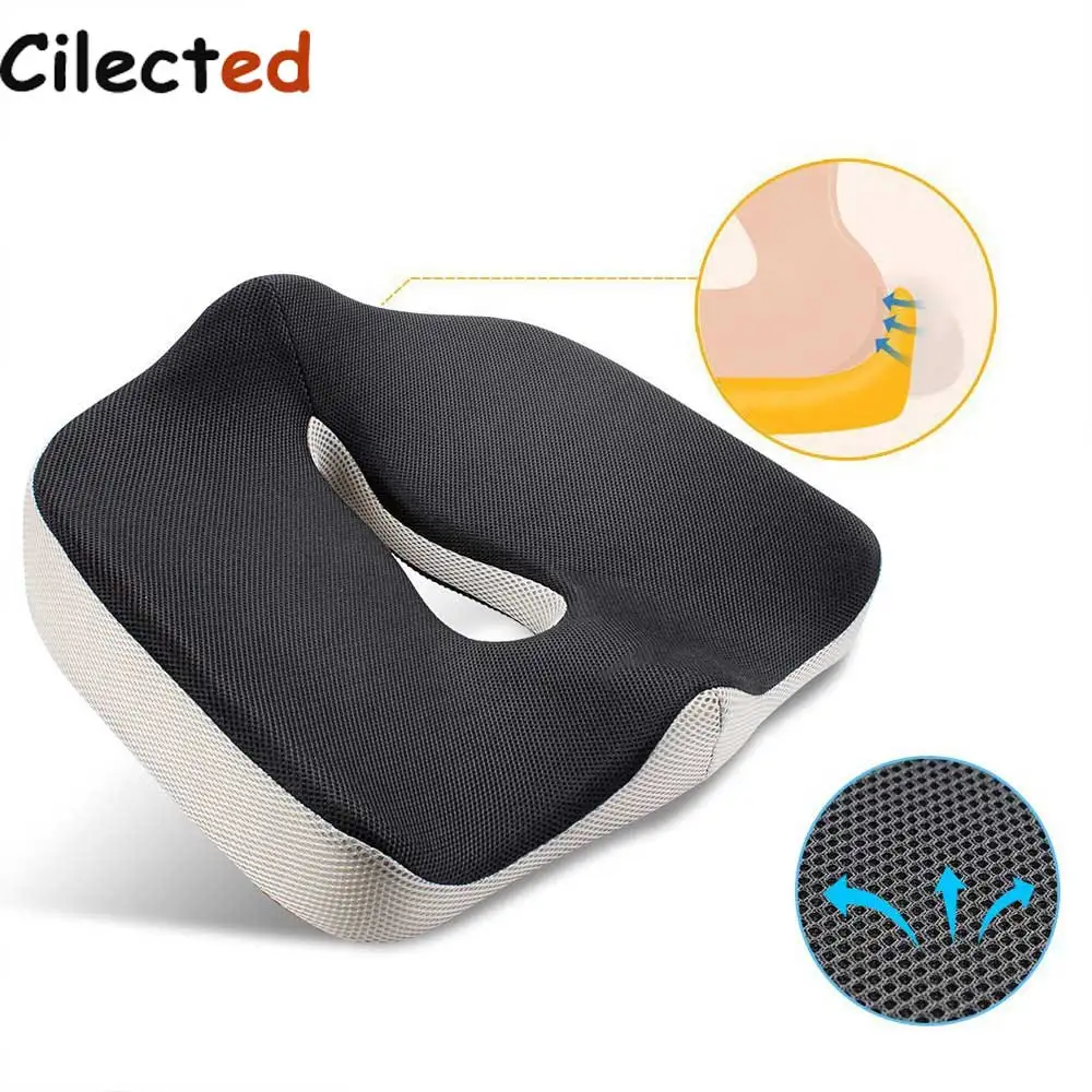 Cilected Black Breathable Memory Hemorrhoid Seat Cushion Coccyx