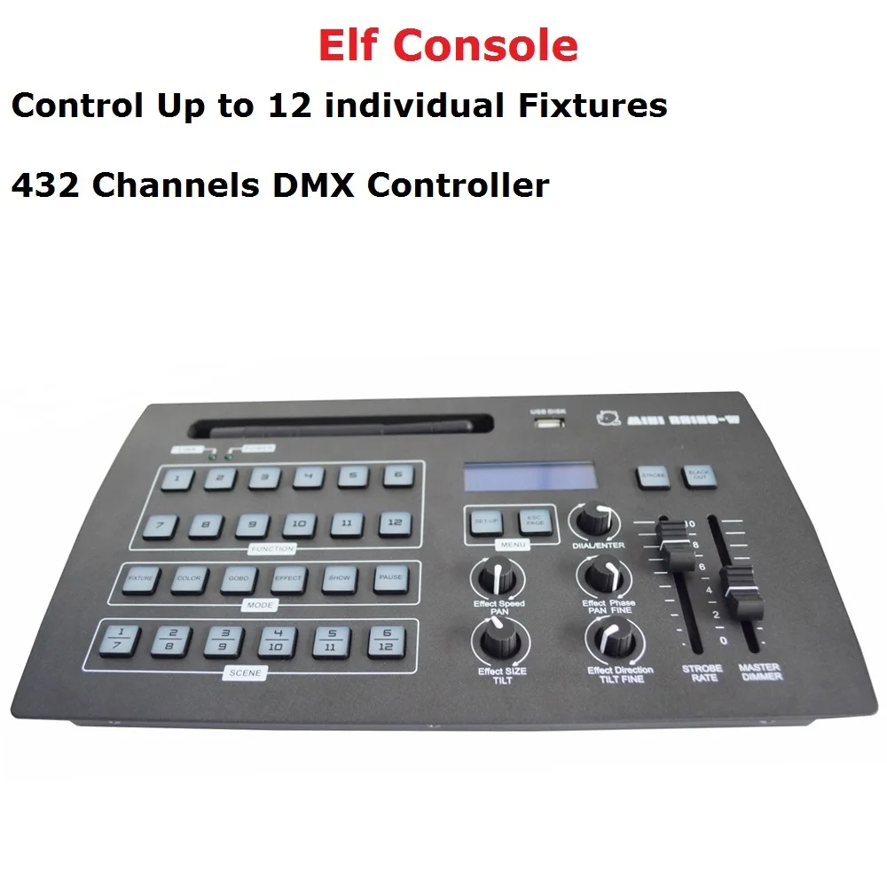 

432 Channel Elf Console DMX Stage Lighting Controller For 12Pcs Individual Fixtures Stage Wedding Events Lighting Controller