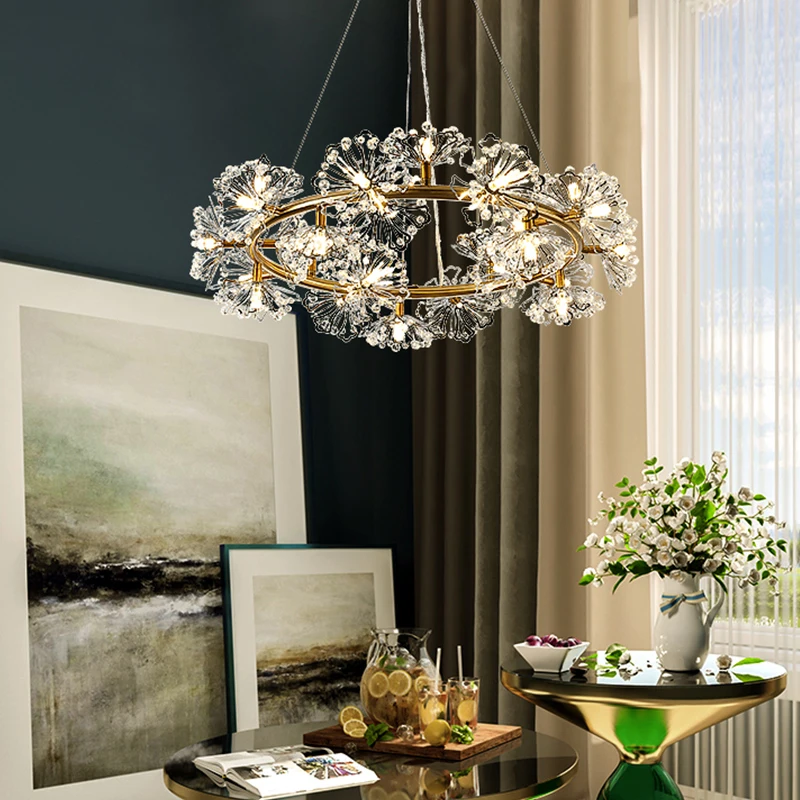 Скандинавские Золотые/черные металлические светодиодные люстры для гостиной, хрустальные бусины, светодиодные подвесные люстры, светильники для столовой, подвесной светильник