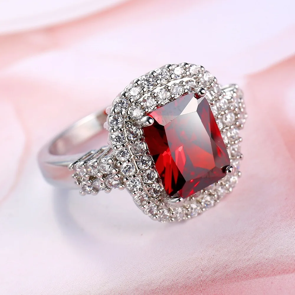 Utimtree высокое качество роскошные кольца с большими кристаллами для женщин Свадебные украшения серебряного цвета кубического циркония кольцо для женщин подарок