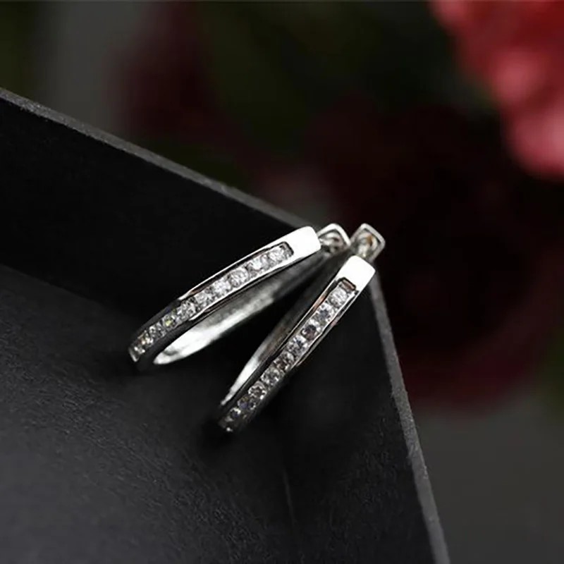 Серьги кольца из серебра 925 пробы с фианитами SY224|Серьги-кольца| |