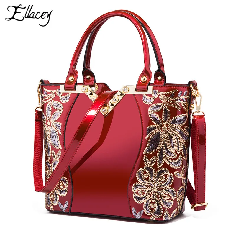 

Luxury Evening Bags Women Leather Handbag Embroidery Shoulder Bags Female Purses and Handbags with Sequins Totes