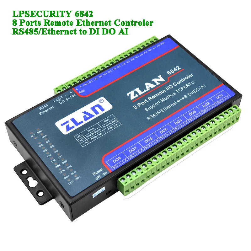 Пульт управления IO 8 портов RS485/wifi/Ethernet для DI DA AI Modbus RTU цифровой вход выход аналоговый 8 канальный I/O Модуль ZLAN6844