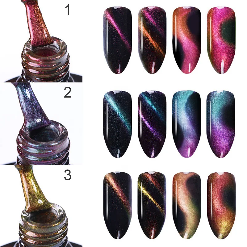 ولد جميلة 3D الحرباء القط العين المغناطيسي هلام نقع معطلة جل UV الورنيش البولندية المغناطيس مجلس مسمار الفن اللون ل الأظافر