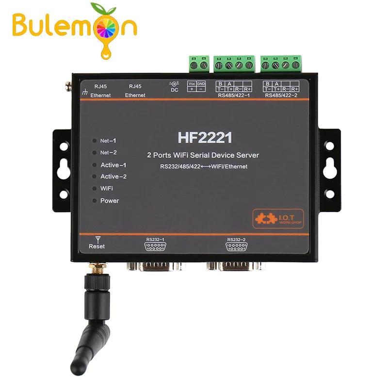 

HF2221 2 Ports Wifi Serial Device Server RS232/RS422/RS485 to Ethernet / Wi-Fi Serial Server