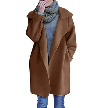 

New Arrival Casual Solid Color Lapel Long Sleeve Lady Oversized Cardigan Jacket Knitted Coat