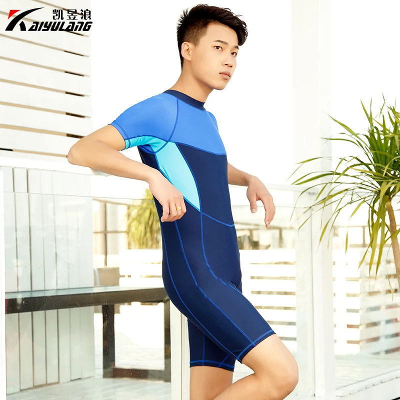 

PREETEE Swimwear Men One Piece Swimsuit Racing Competition Swim wear Knee Length Rash Guards Elastic Man Wetsuit Bathing Suits