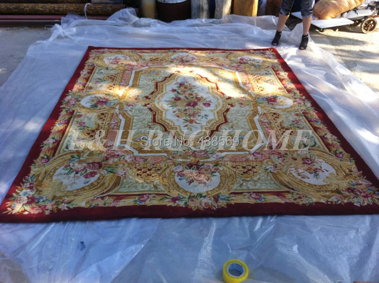 

Free shipping 8'x10' 90 Line Royal Savonnerie rug hand knotted carpet for home decoration