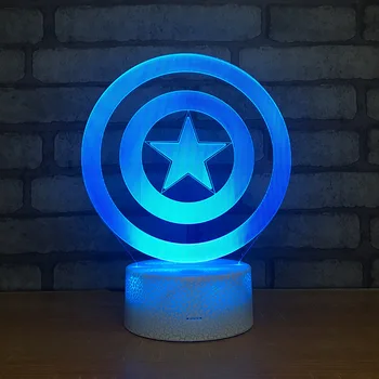 

Captain America Shield 3D LED RGB Night Light 7 Color Change Desk Light Action Figures 330 Boys Girls Christmas Toys