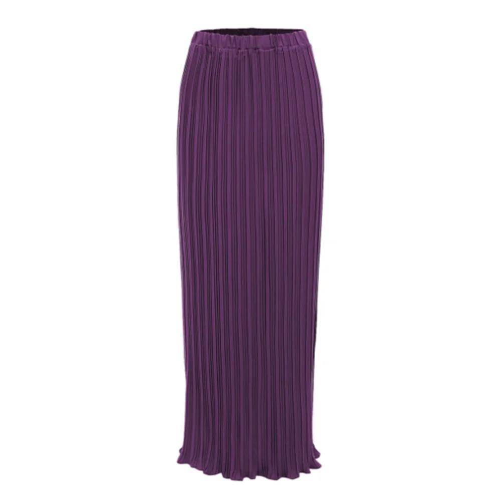 Мусульманская юбка женская черная с высокой талией Повседневная плиссированная длинная Макси облегающая юбка до щиколотки юбка-карандаш Стретч Исламская одежда - Цвет: Purple Skirt