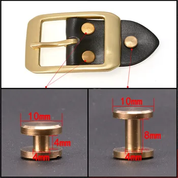

4-20MM 10Pcs Solid Brass plane Button Stud Screw Nail Rivet Screw Back Leather Belt for Sewing Handmade DIY Accessories Material