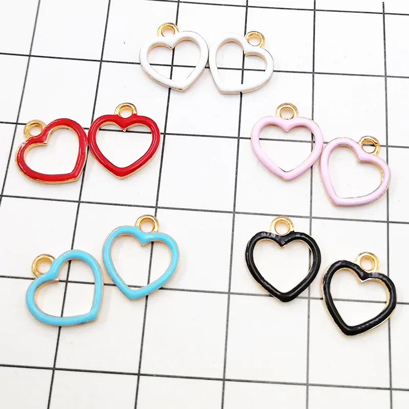 

5Pcs DIY Enamel Charm Metal Love Heart Charms for Jewelry Making Pendants Floating Charms Key Chains as Jewelry Accessoies B60