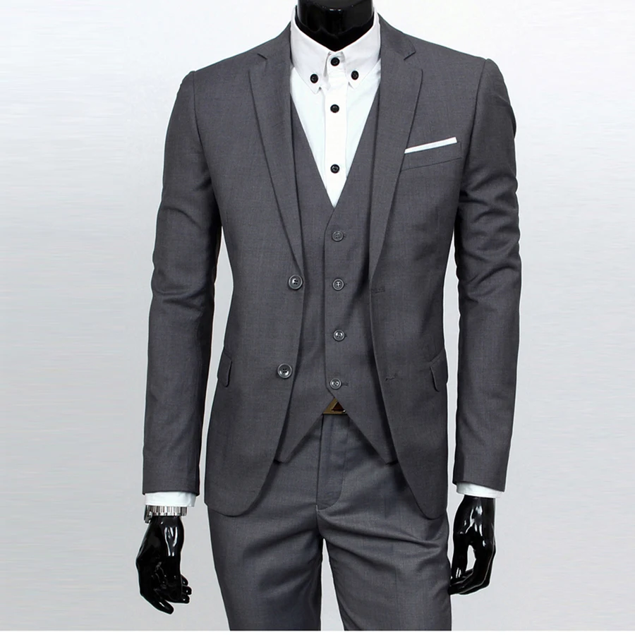 Fashion Groom Tuxedos Wedding Suits 3 Pieces (Jacket+Vest+Pants) Bridegroom Evening Business Prom Party Suit Slim Fit for Men