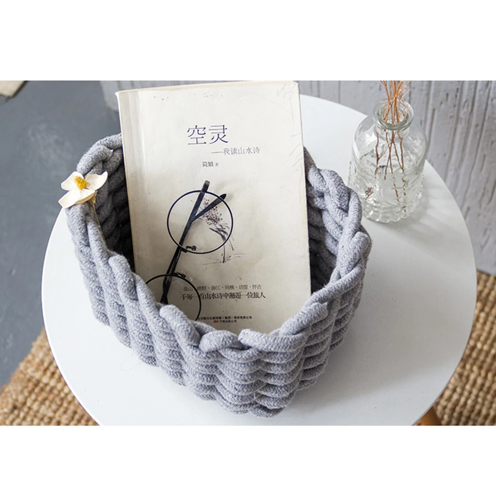 Handmade Cotton Rope Storage Basket Nordic Style Desktop Sundries Finishing Box Natural Fabric Laundry Toys Small Organizer Box