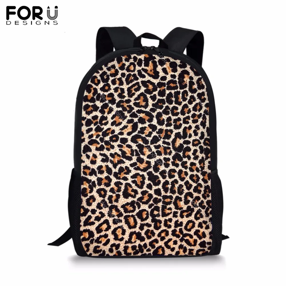 

FORUDESIGNS Customize 16 inch Backpack for Teenager Girls Boy Leopard Print Spots School Bag Children's BookBag Daypack Mochila