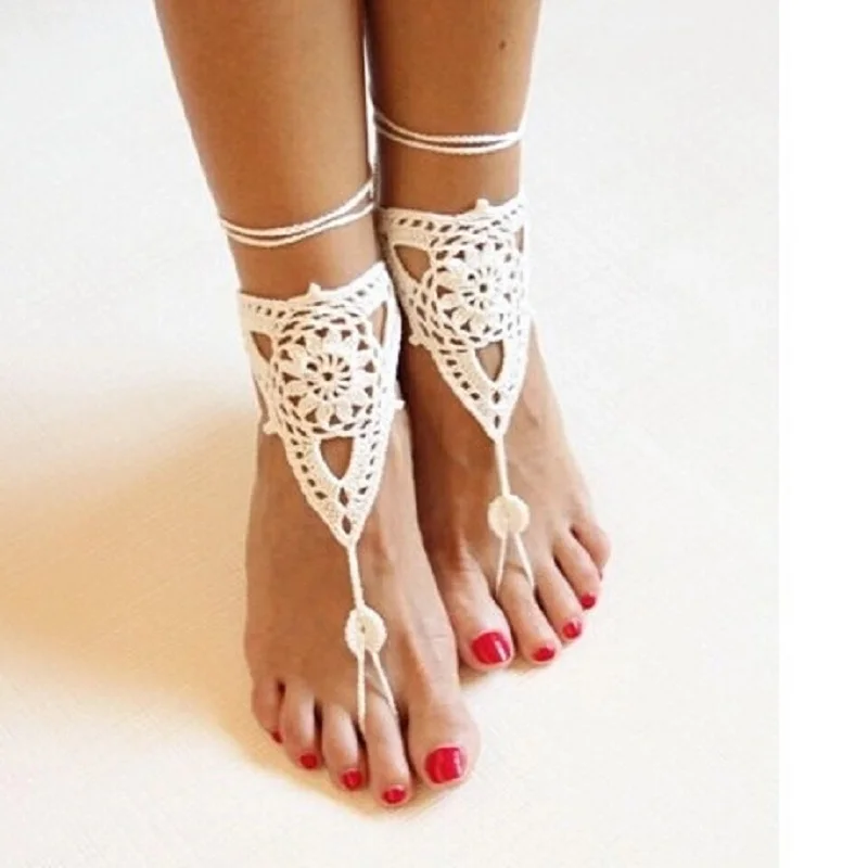 

sexy handmade rope Anklet Crochet Barefoot Sandals sexy Brides Shoes,Beach Pool Yoga Beach Wear Anklet,Hippy boho chic