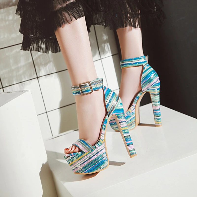 

Dilalula 2019 Plus Size 33-48 Super High Heels Sexy Summer Sandals Woman Platform Party Women Sandals
