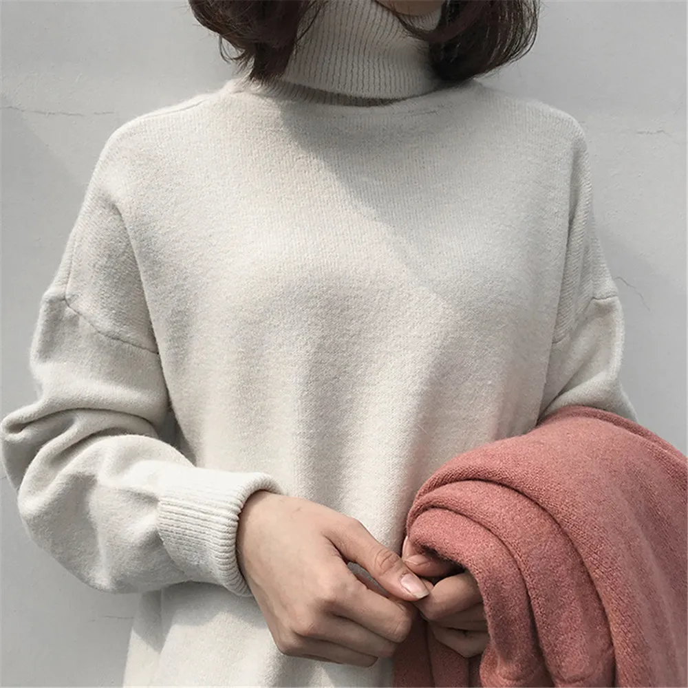 Warm turtleneck Women Long Sweater Dress 2018 Thick Winter dresses Robe female slim bodycon knitted Long Pullover dresses (21)