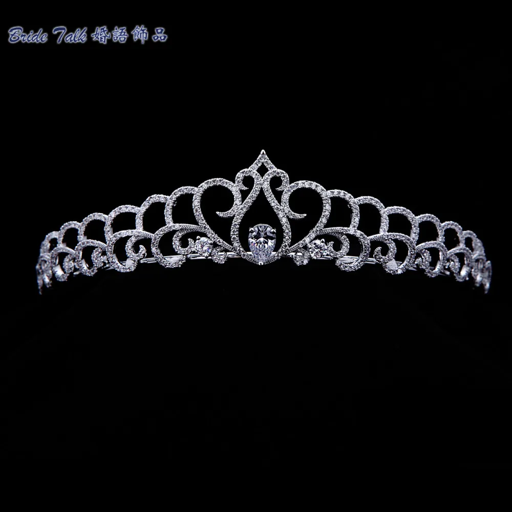 

Bridal Wedding Tiara Clear Crown Hair Jewelry Micro Pave AAA CZ Birthday Party Head Piece Hair A TR15025