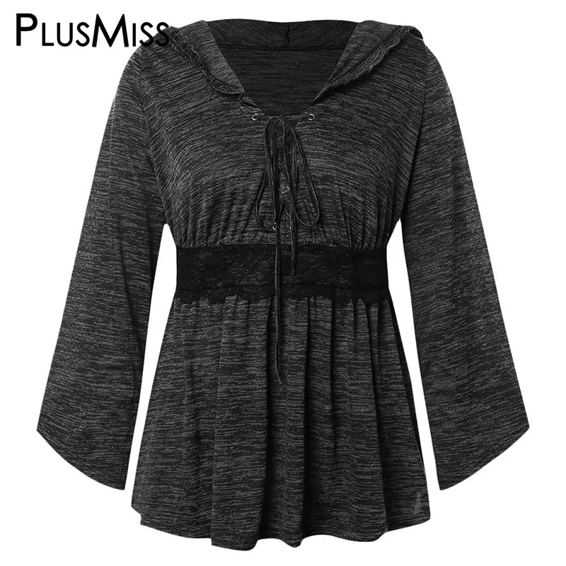 PlusMiss размера плюс XXXXXL Винтаж с капюшоном женская блузка туника одежда XXXXL XXXL XXL