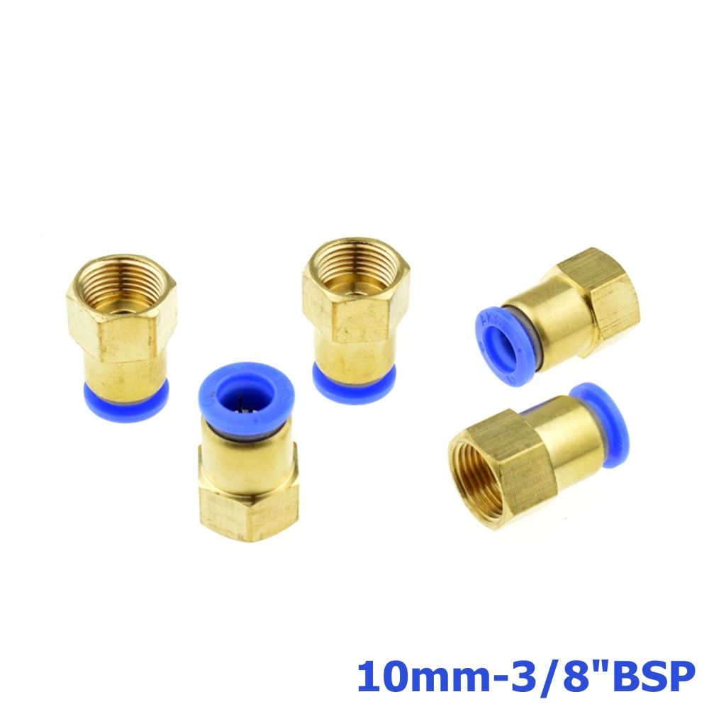 

5pcs 10mm OD tube push to 3/8"BSPT 15mm inner diameter Female thread Air fitting Pneumatic Quick Fittings Joint Connector