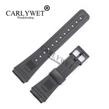 CARLYWET 20mm Men Lady Black Replacement Silicone Rubber Straight End watch band Strap Loop With Black Plastic Pin Buckle