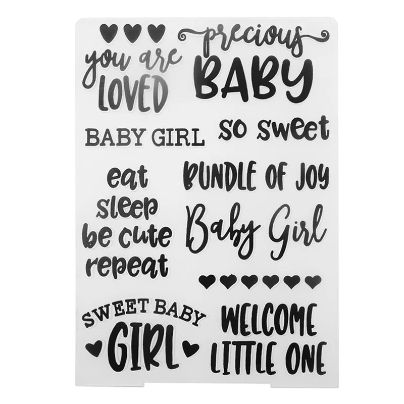 

Baby Girl Words Phrases Plastic Template Craft Embossing Folders for DIY Scrapbooking Album and Paper Card Making Decor Supplies
