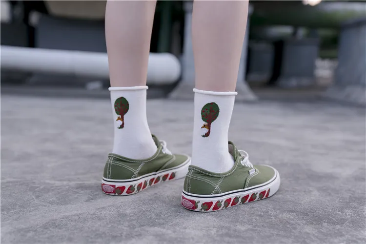 PEONFLY, забавные женские носки с изображением белки из мультфильма, Harajuku, скейтборд, милый рисунок, модные женские хлопковые носки
