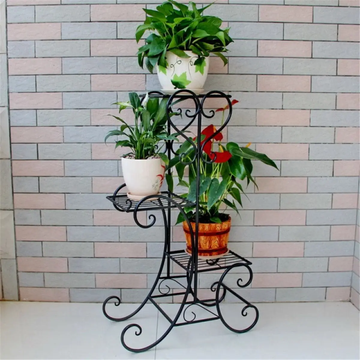 

Simple Metal Flower Plant Display Stand Home Garden 3 Tiers Plant Flower Pot Storage Rack Durable Balcony Flower Stand 3 Colors