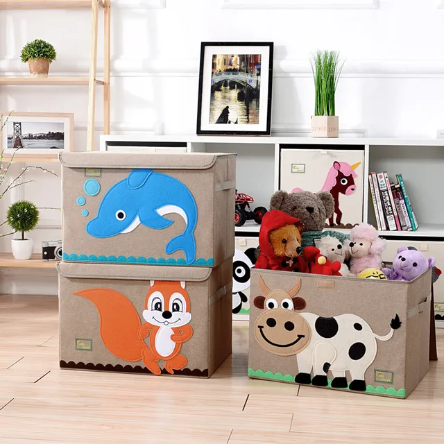 2017 New Embroidery Children Cartoon Toys Storage Box Folding 2017 New Embroidery Children Cartoon Toys Storage Box Folding Linen Kid Clothes Organizers