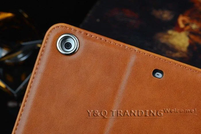 Luxury Genuine Case for iPad Leather Case Retro Business Cover Wallet Smart Cover for iPad (4)