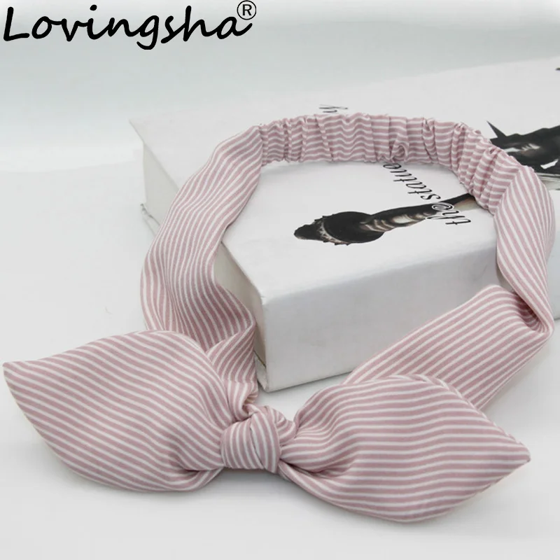 

LOVINGSHA Striped Design Ladies Hair Accessories Sweet Headbands For Women Bow Hair Holder Rope Female Hair Tie Turban FD098