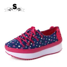 Женская парусиновая обувь; Эспадрильи на плоской подошве; Повседневная парусиновая обувь на платформе; обувь без застежки; женская обувь для прогулок на шнуровке; цвет синий, красный