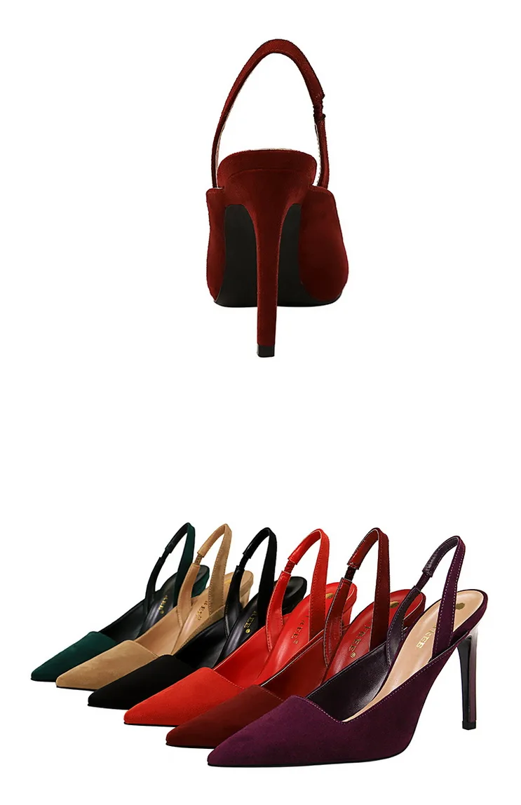 Модные женские туфли-лодочки из органической кожи в европейском и американском стиле; тонкие замшевые туфли на высоком тонком каблуке с закрытым острым носком