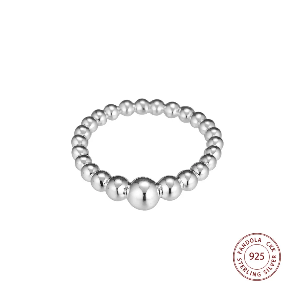 Акционная распродажа 925 пробы 100% серебро Строка Бусины свадебное кольцо на палец кольца для женщин Роскошные ювелирных изделий