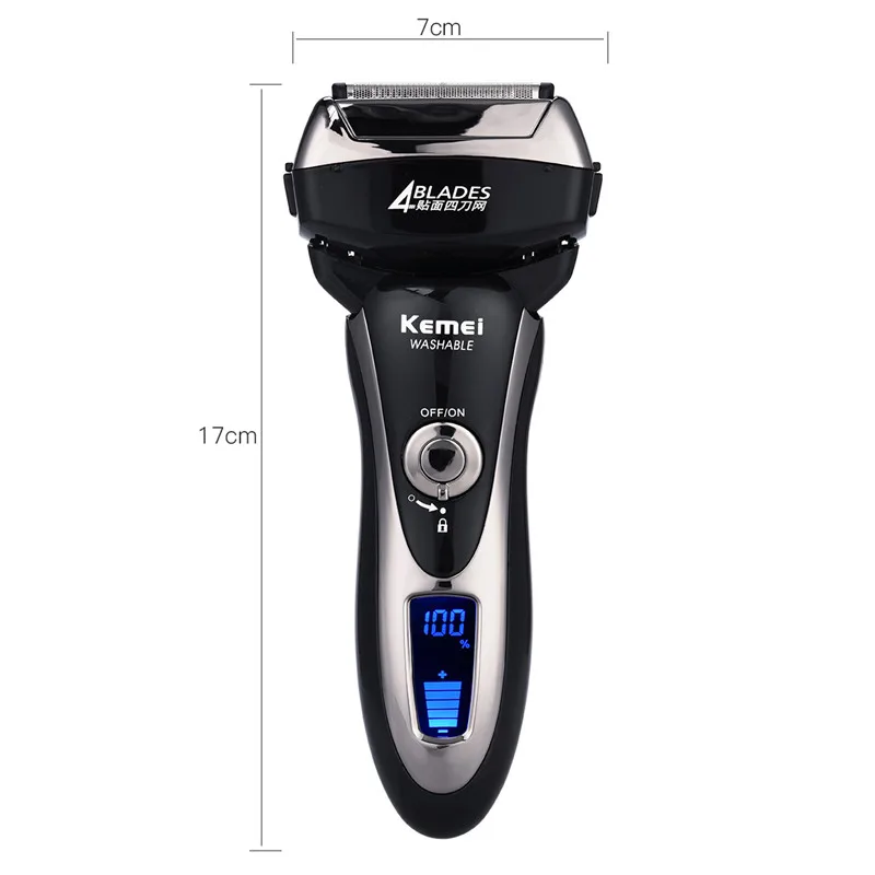 4 Blade Electric Shaver Waterproof Reciprocating Shaver Razor Cordless Facial Hair Beard Remover LCD Display Travel Shavers 40