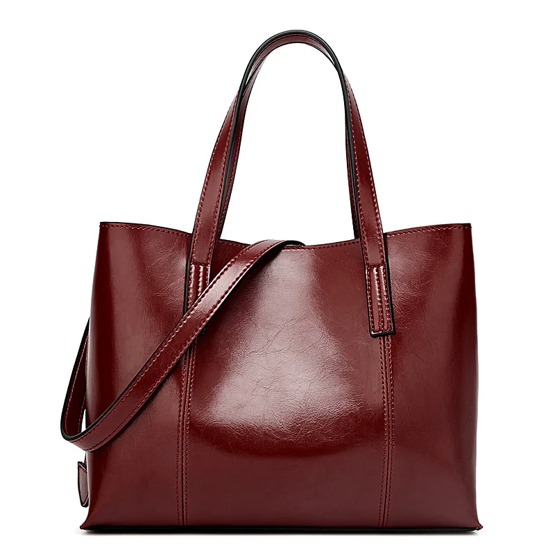 

2019 New Fashion Oil Wax Leather Women Handbag Brand Women's Messenger Crossbody bag Casual Tote Leather Female Shoulder bags