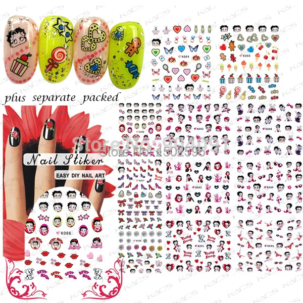 

NEW 20sheet/LOT 3D Betty Cartoon NAIL sticker design,Patch Cartoon Serie For Fingernail Desgin&decoration Individually package