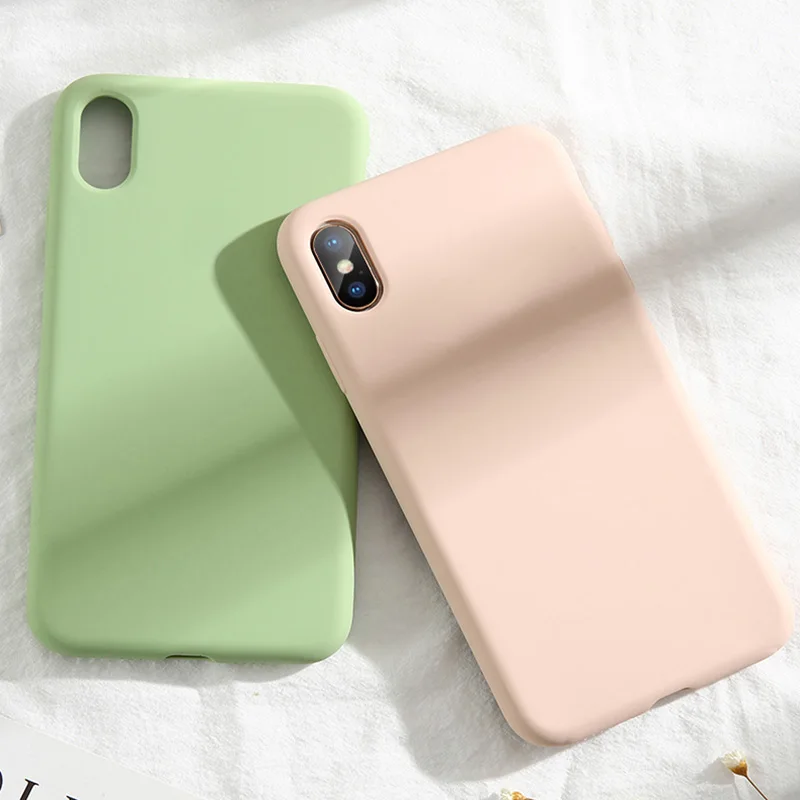 

Liquid Silicone Case for iphone 7 8 6 6S Plus Case Soft Gel Rubber Silicone Shockproof Cover For iPhone XR X XS Max Phone Funda