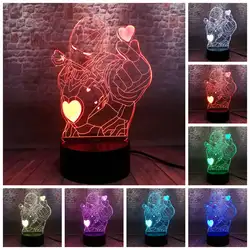 Мстители эндигра фигурка железного человека 3D иллюзия светодиодный светильник 7 цветов Изменение настольный ночник романы Железный