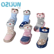 Новые зимние толстые детские носки 0-12 мес./12-24 мес. милые полиуретановые кожаные для детей с героями мультфильмов забавные носки для малышей нескользящие носки-Тапочки