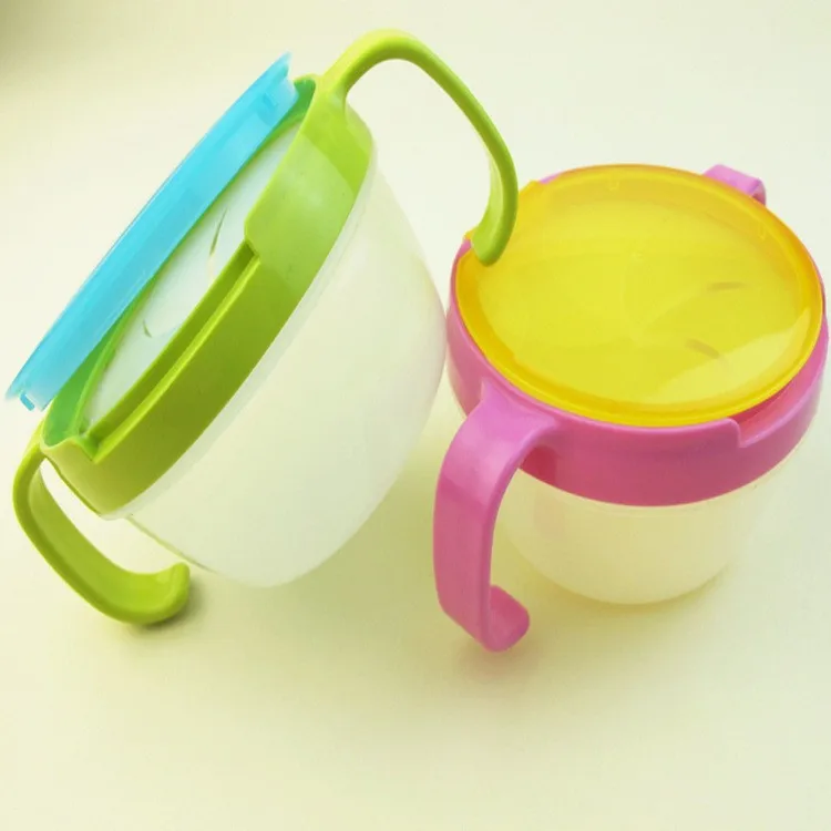Детские двойная ручка снэк-box чаша печенье конфеты закуски банки ребенка, как пищевые младенцев безопасности посуда Еда контейнер